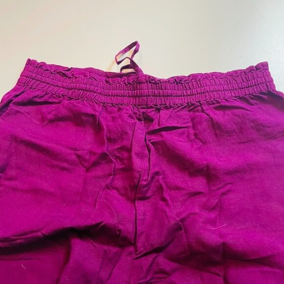 NWT Ann Taylor LOFT Linen TALL LONG Trouser Pant Paperbag Wide Leg Purple Travel - Picture 4 of 9